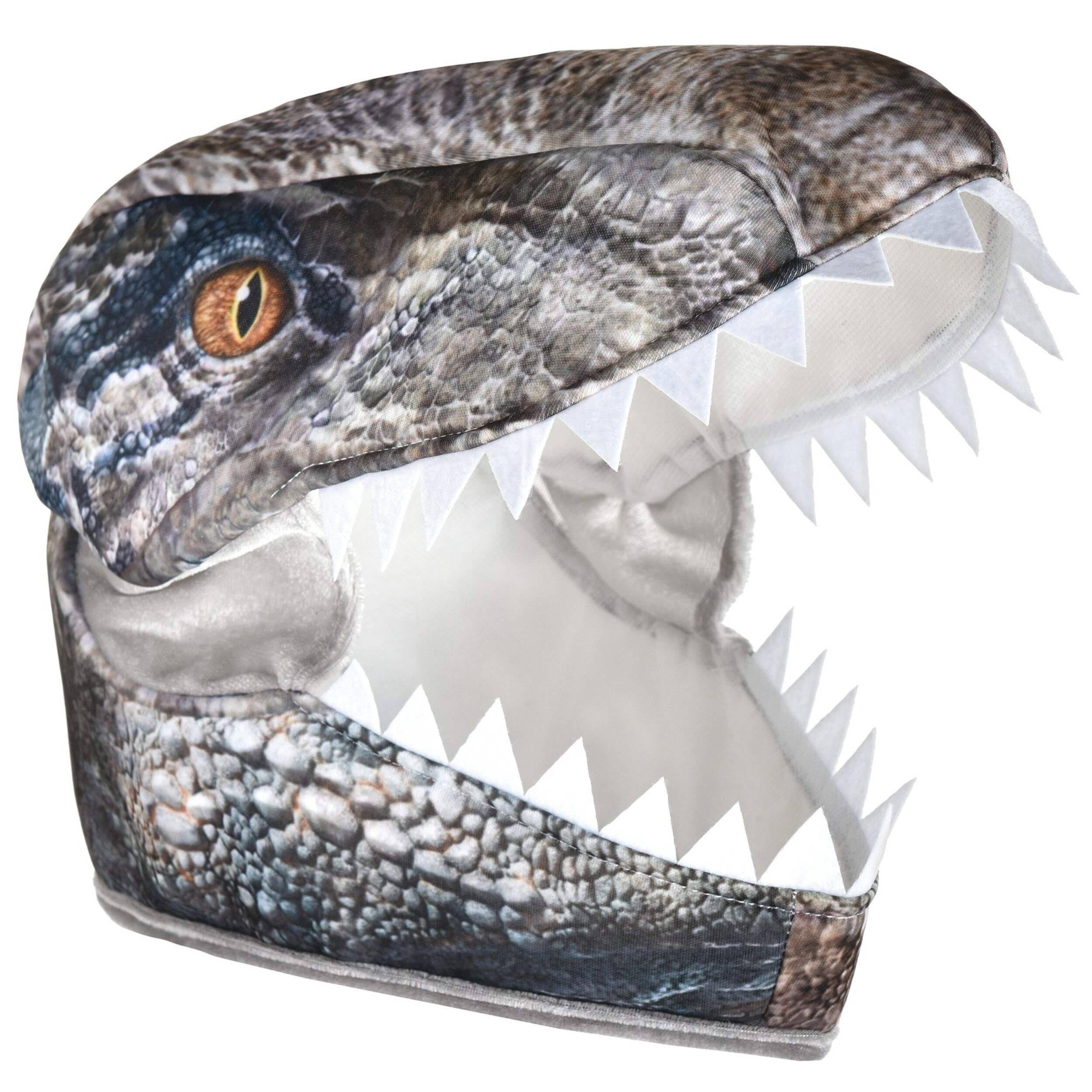 Jurassic World Dinosaur Hat, Grey, One Size, Wearable Accessory for Birthdays Front_Three_Fourths_Angled_Right