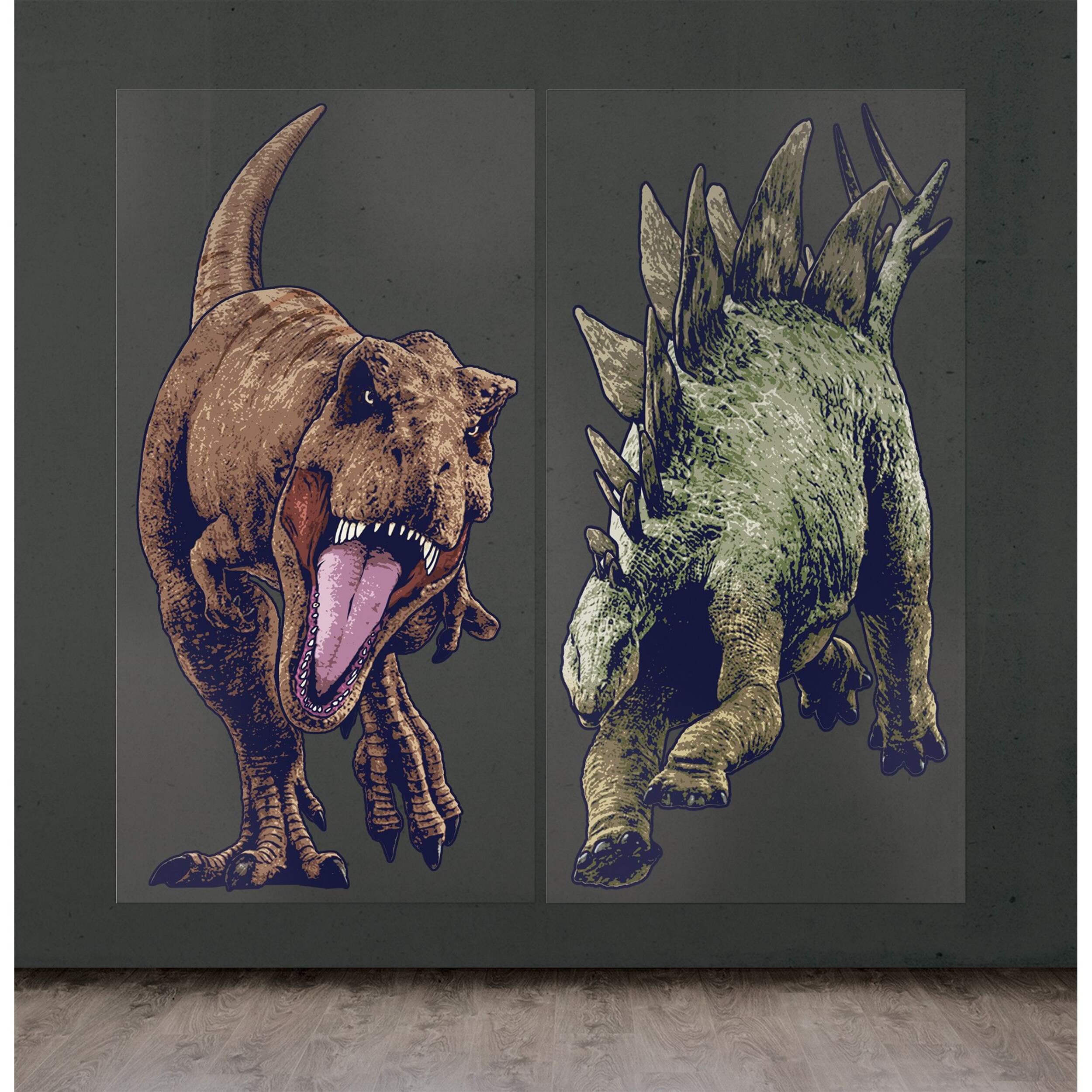 Jurassic World Plastic Scene Setter Background Decoration, Brown/Green, 18-in, 2-pk, for Birthday Party Front_Flat
