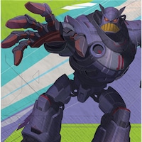 Disney Lightyear Emperor Zurg Square Paper Disposable Beverage Napkins, Purple/Green, 5-in, 16-pk, 2-ply, for Birthday Party Overhead_Flat