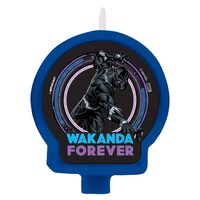 Disney Marvel Black Panther "Wakanda Forever" Wax Candle, Blue/Purple, 3.5-in, for Birthday Party Front_Flat