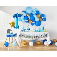 "1st Birthday" Table Decorating Kit Centerpieces Blue/Gold, 13-in, 6-pk, for Birthday Party Front_Flat