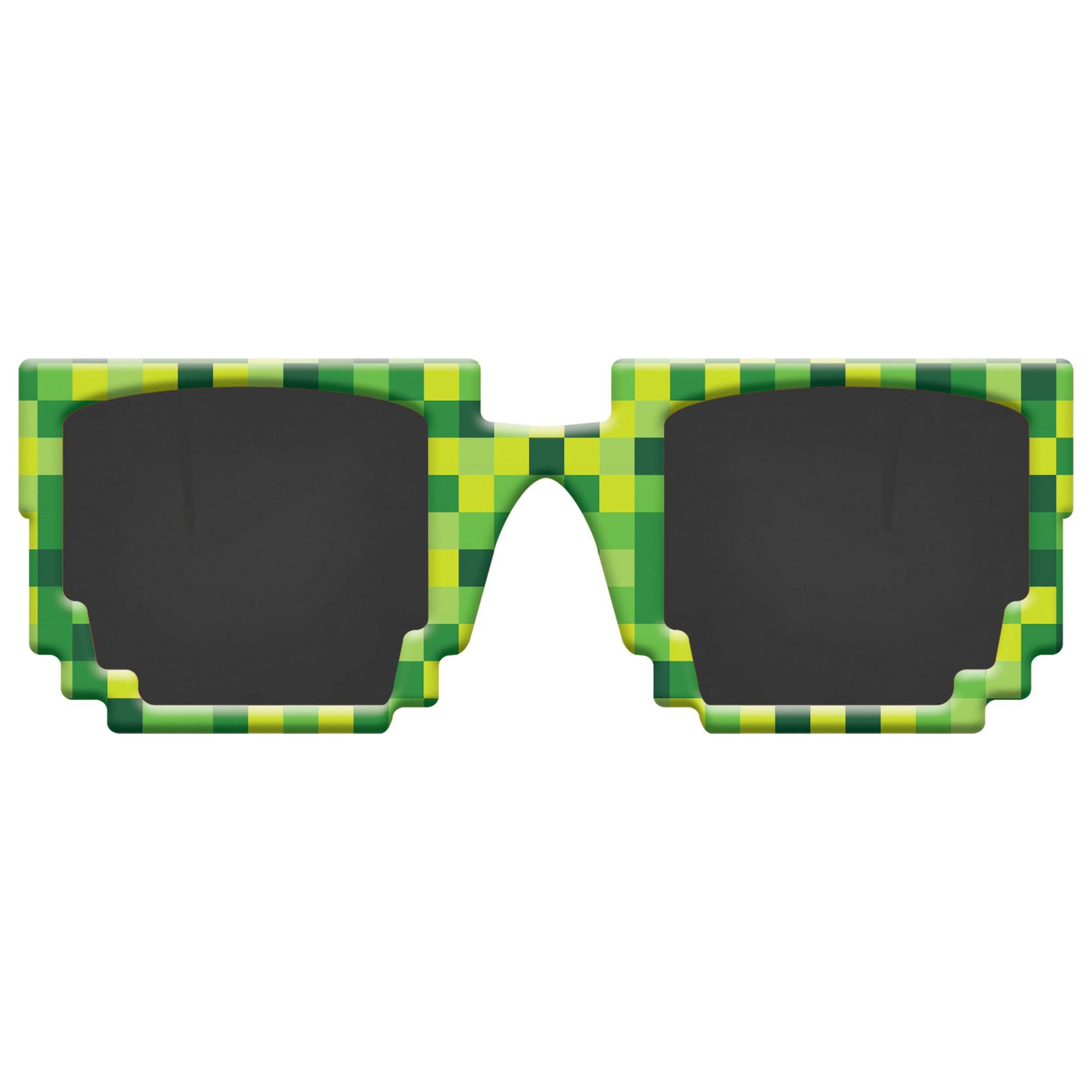 Lunettes de soleil de jeu vidéo Pixel Party, vert, taille unique, accessoire à porter pour anniversaires Front_Flat