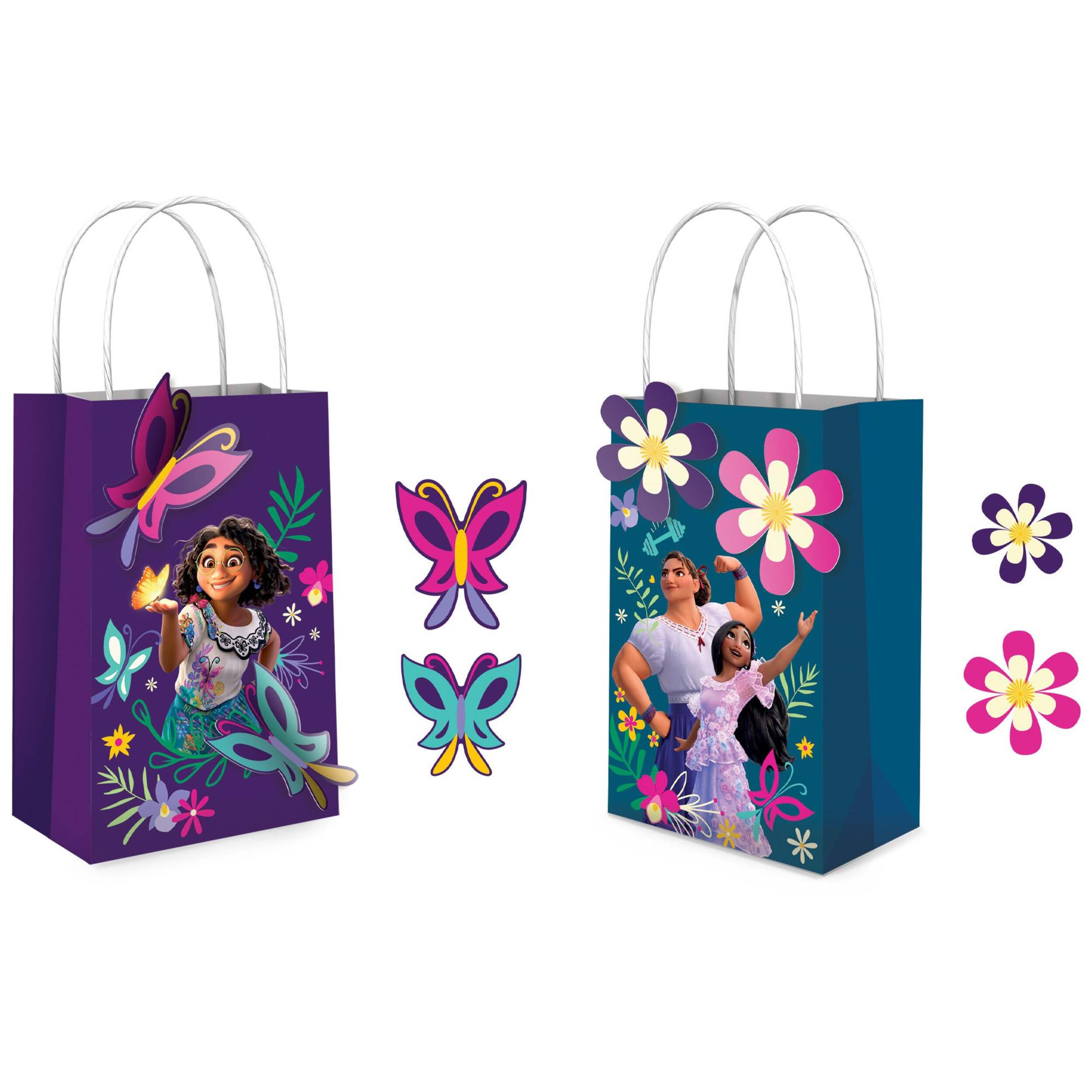 Disney Encanto Mirabel/Luisa/Isabela Create Your Own Customizable Paper Kraft Gift Bags, Purple/Blue, 12-in, 8-pk, for Birthday Party Composite_or_Mixed