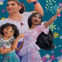 Disney Encanto Mirabel/Isabela/Luisa Square Paper Disposable Lunch Napkins, Blue, 6.5-in, 16-pk, 2-ply, for Birthday Party Overhead_Flat