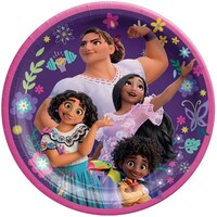 Disney Encanto Round Paper Disposable Lunch Plates, Pink/Purple, 9-in, 8-pk, for Birthday Party Overhead_Flat
