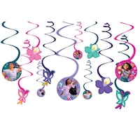 Disney Encanto Swirl Hanging Decorations, Purple/Pink, 10-in, 12-pk, for Birthday Party