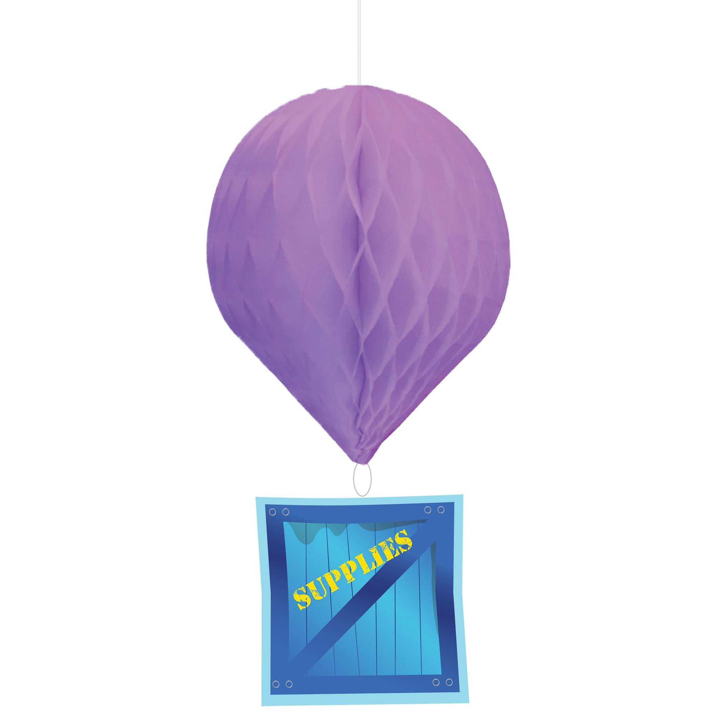 Battle Royal "Supplies" Hanging Decorations, Purple, 10-in, 3-pk, for Birthday Party Front_Flat