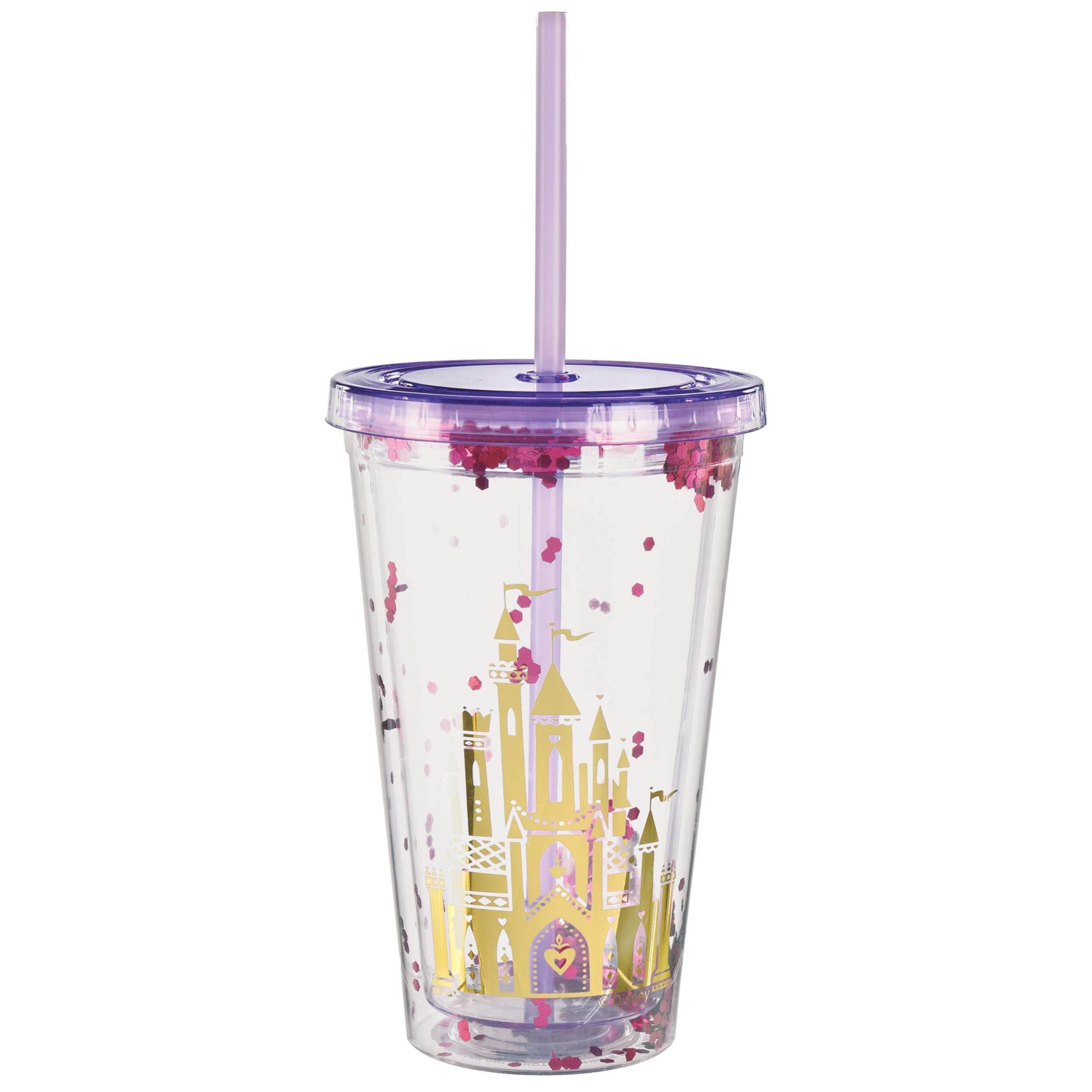 Verre à confettis scintillants des Princesses Disney, 16 oz Front_Flat