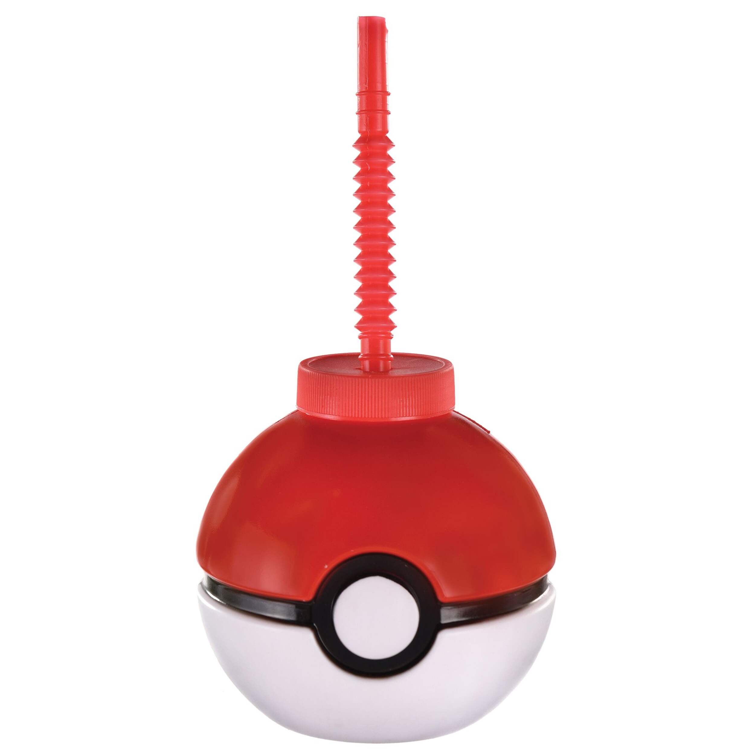 Nintendo Pokémon Poke Ball Plastic Reusable Sippy Tumbler Cup with Straw, Red/White, 9-oz, for Birthday Party Front_Flat