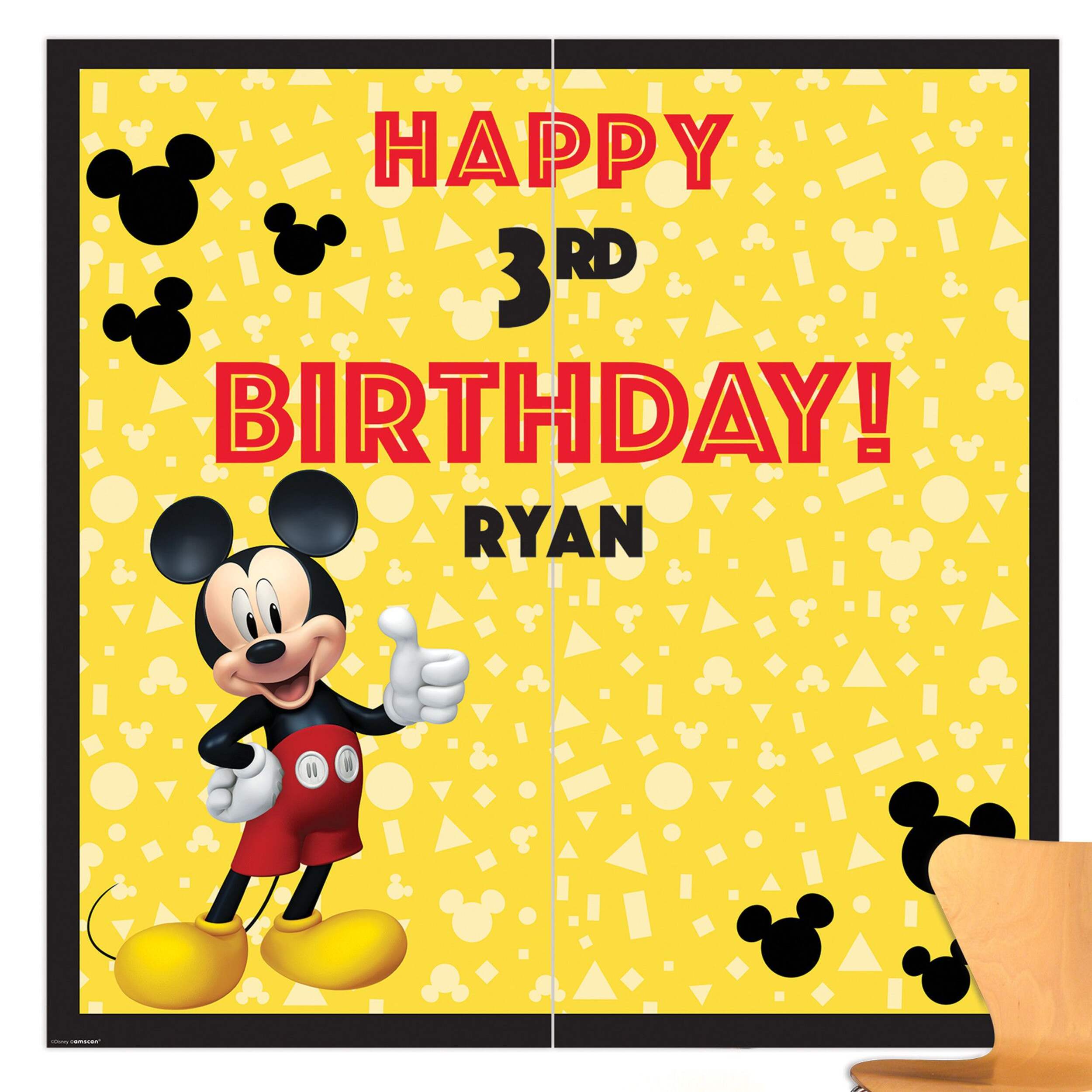 Disney Mickey Mouse Customizable DIY Plastic Scene Setter Background Decoration, Yellow, 7.5-in, 8-pk, for Mickey Mouse Birthday Party Front_Flat