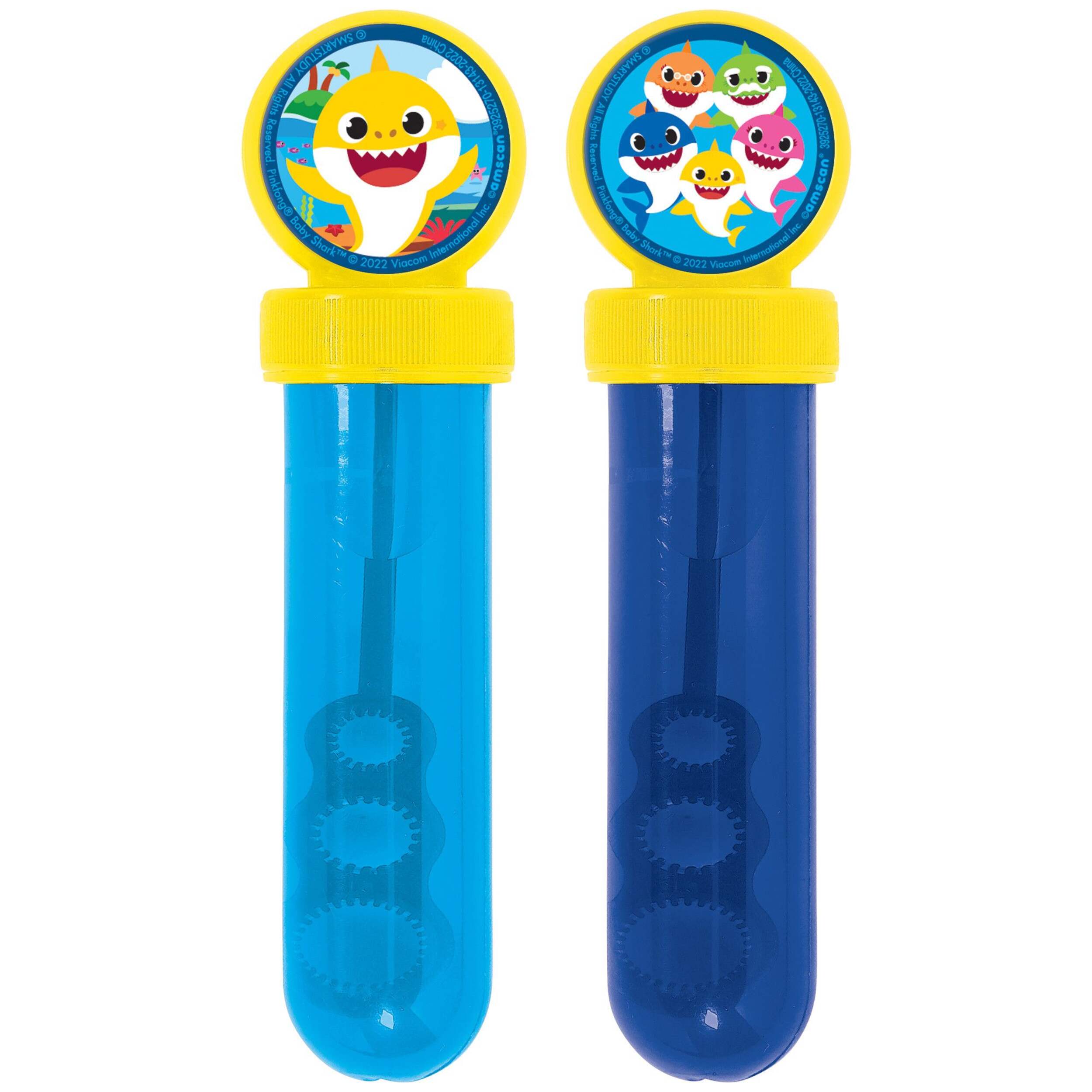 Baby Shark Bubble Wand Tubes, Blue, 4-pk, Ages 3+, for Birthday/Easter/Party Favour, Kids Birthday Party Favors Front_Flat