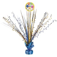 Baby Shark Metallic Tinsel Spray Burst Centrepiece Table Decoration, Blue/Yellow, 18-in, for Birthday Party Front_Flat