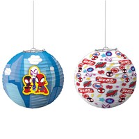 Disney Marvel Spidey & His Amazing Friends Paper Lantern Hanging Decorations, Blue/Red, 9.5-in, 3-pk, for Spider-Man Birthday Party Front_Flat
