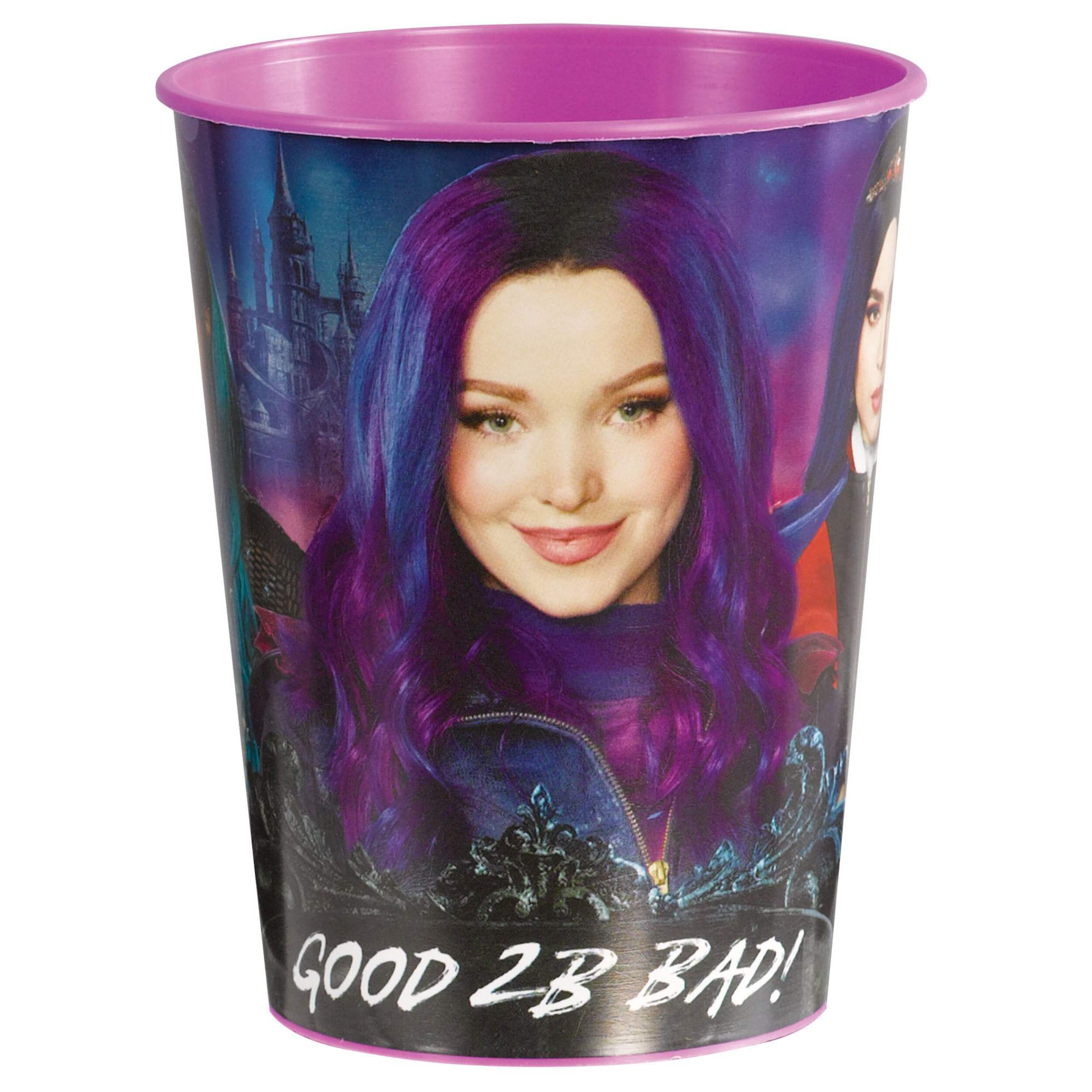 Disney Descendants "Good 2B Bad" Plastic Reusable Favour Cup, Purple, 16-oz, for Birthday Party Front_Elevated