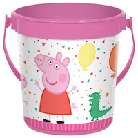 Nickelodeon Peppa Pig Round Plastic Reusable Favour Container Pail, Pink, 6-in, for Peppa Pig Birthday Party/Halloween