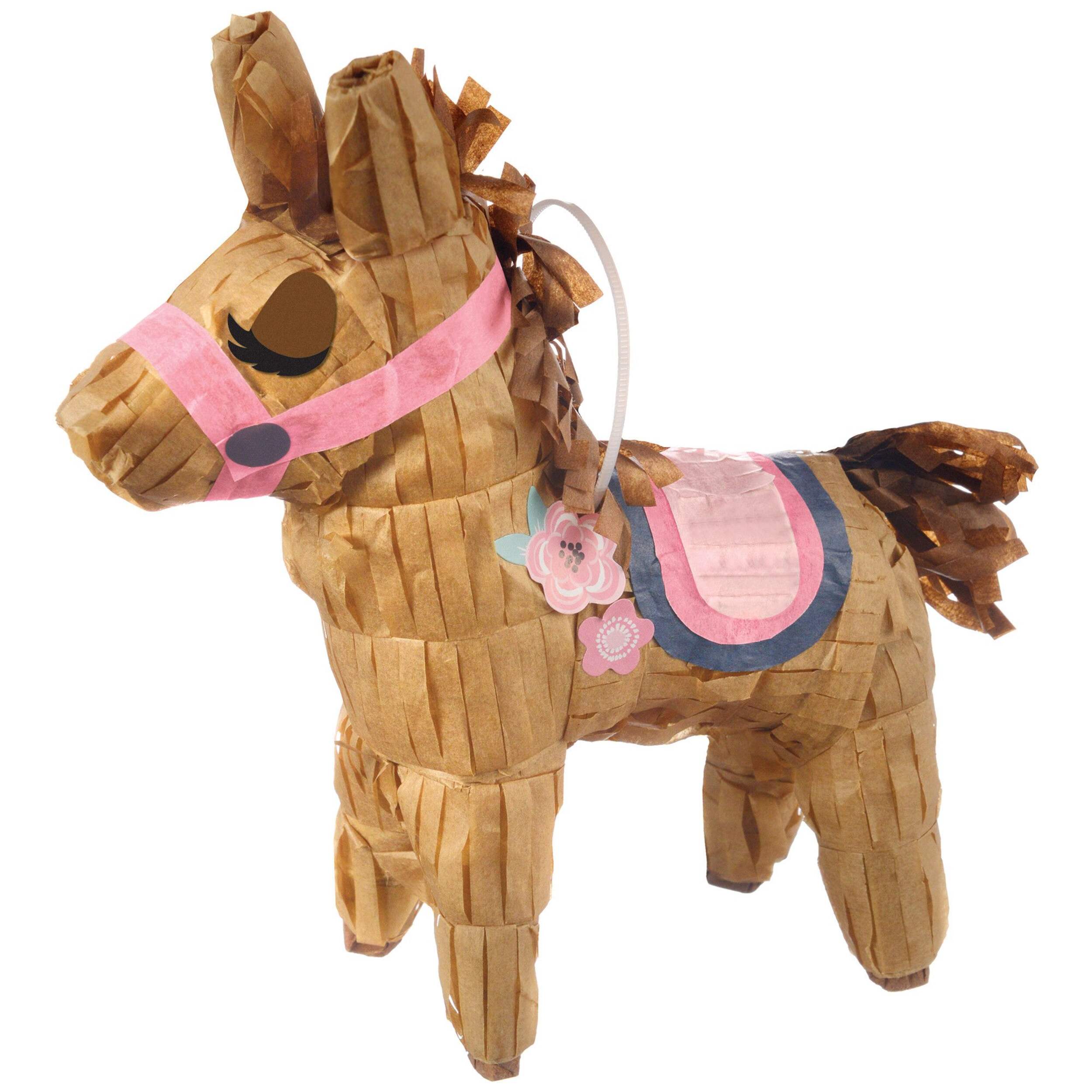 Saddle Up Pinata Hanging Decoration, Brown, 6.5-in, for Birthday Party Front_Flat
