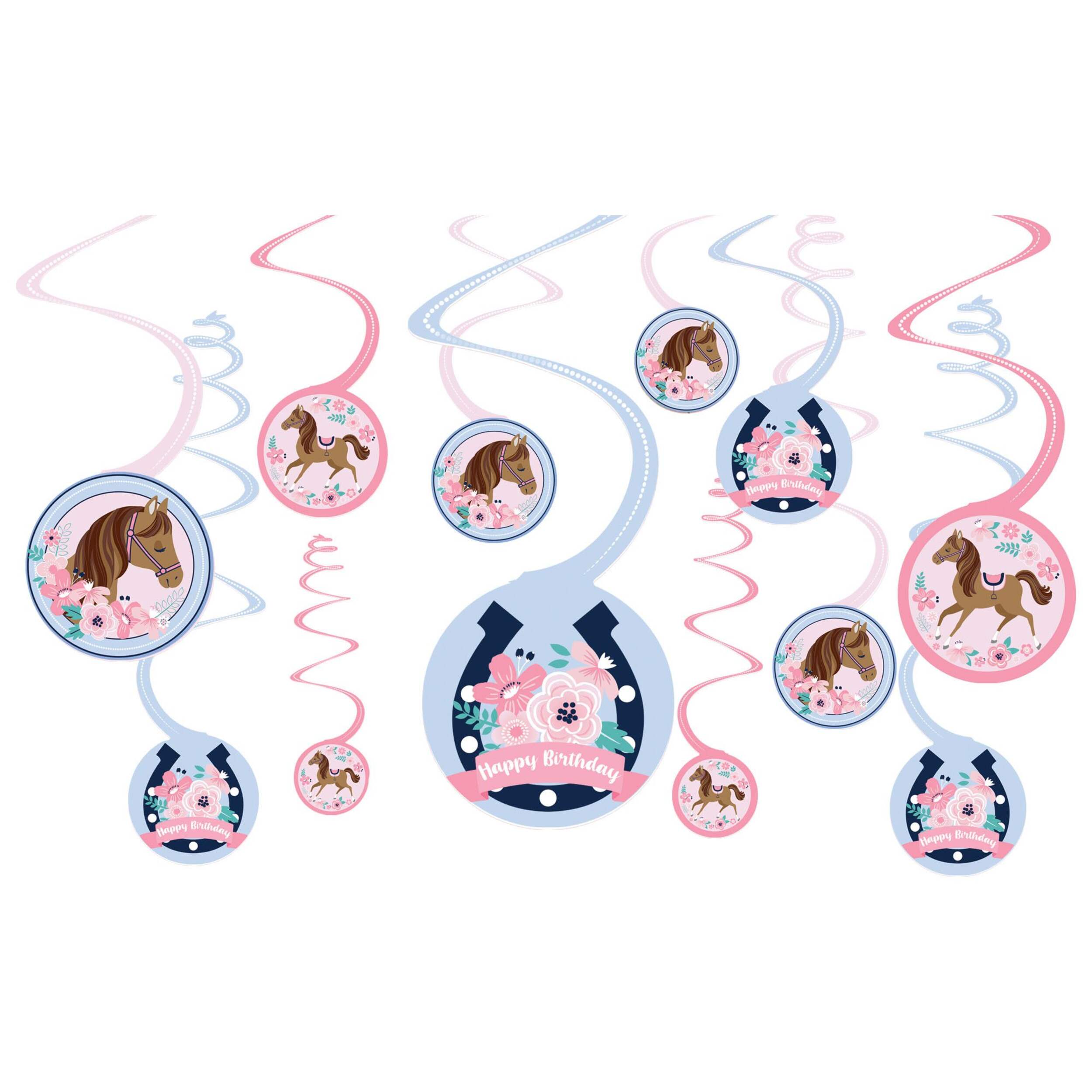 Tourbillons en papier Saddle Up d’Amscan, paq. 12 Front_Flat