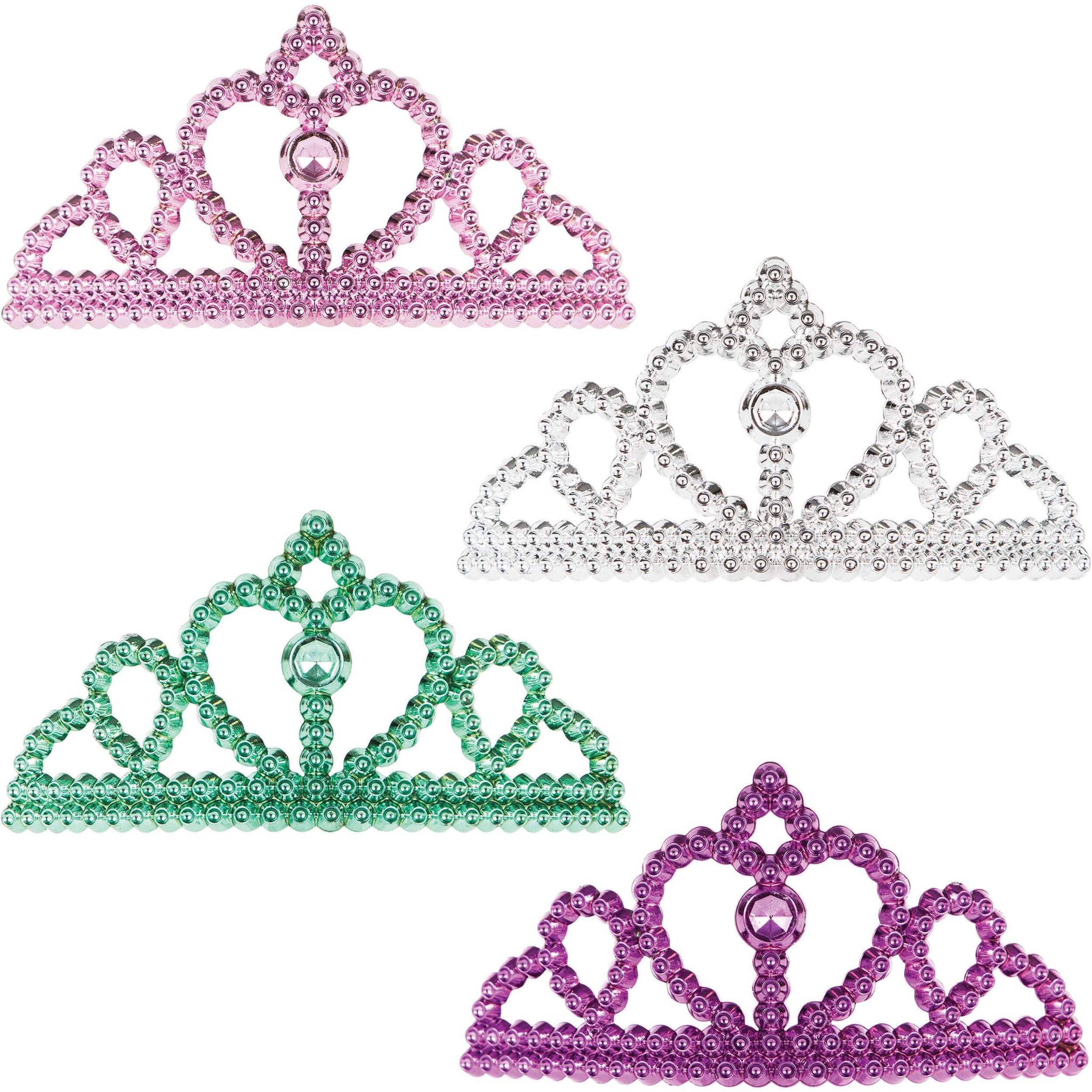 Bejeweled Crown Tiara, Multi-Coloured, One Size, 4-pk, Wearable Accessories for Birthdays Front_Flat