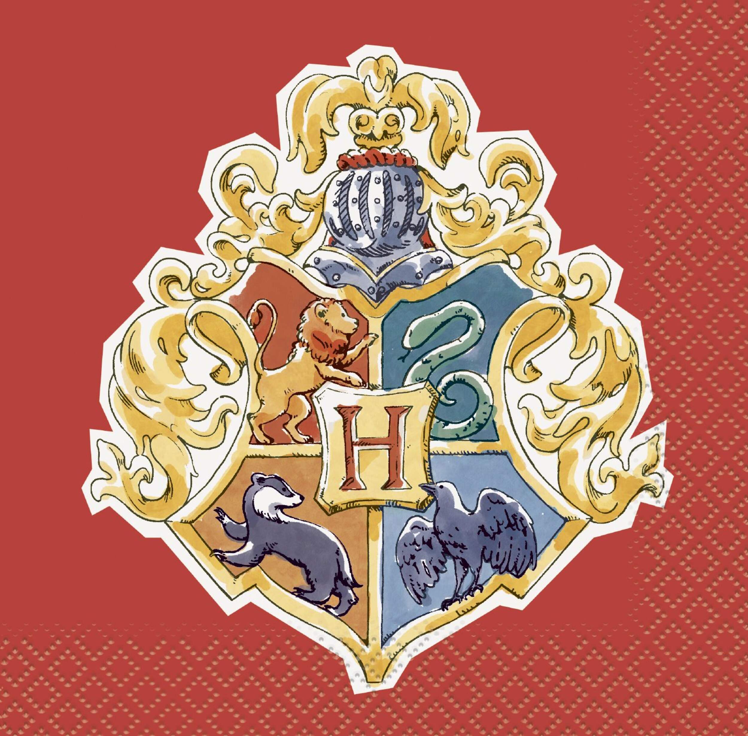 Harry Potter Square Paper Disposable Beverage Napkins, Red, 5-in, 16-pk, 2-ply, for Birthday Party Front_Flat