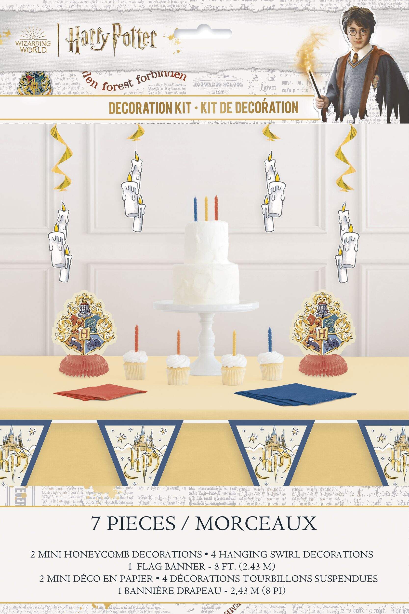 Harry Potter "HP" Room & Table Centerpiece Decorating Kit, Blue/Yellow, 11-in, 7-pk, for Birthday Party Front_Flat