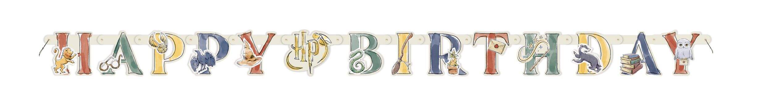 Harry Potter "Happy Birthday" Hanging Garland Banner Decoration, Multi-Coloured, 72-in, for Birthday Party Front_Flat