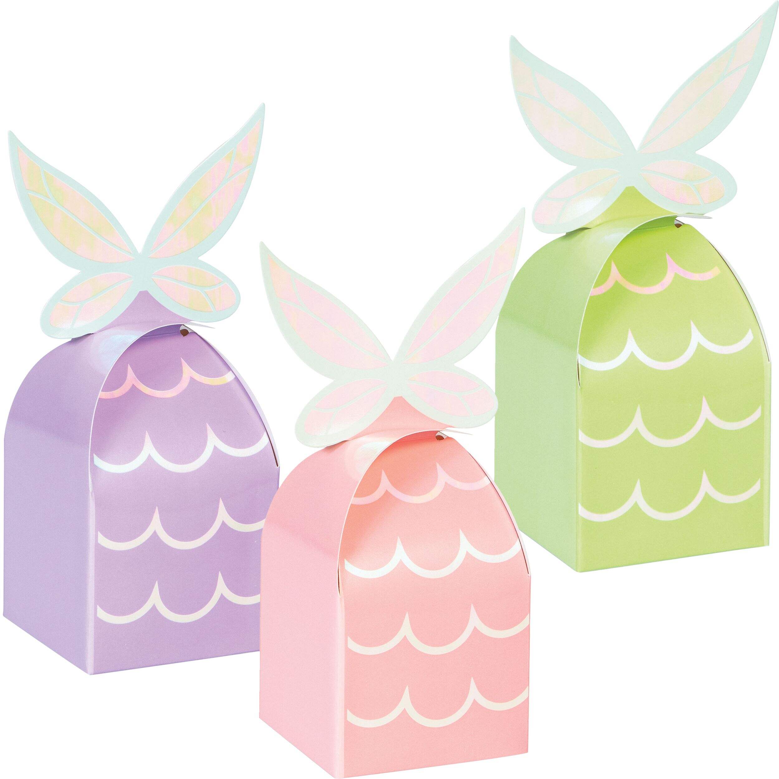 Fairy Forest Square Treat Party Boxes, Purple/Pink/Green, 6.25-in, 8-pk, for Birthday Party Front_Angled_Right