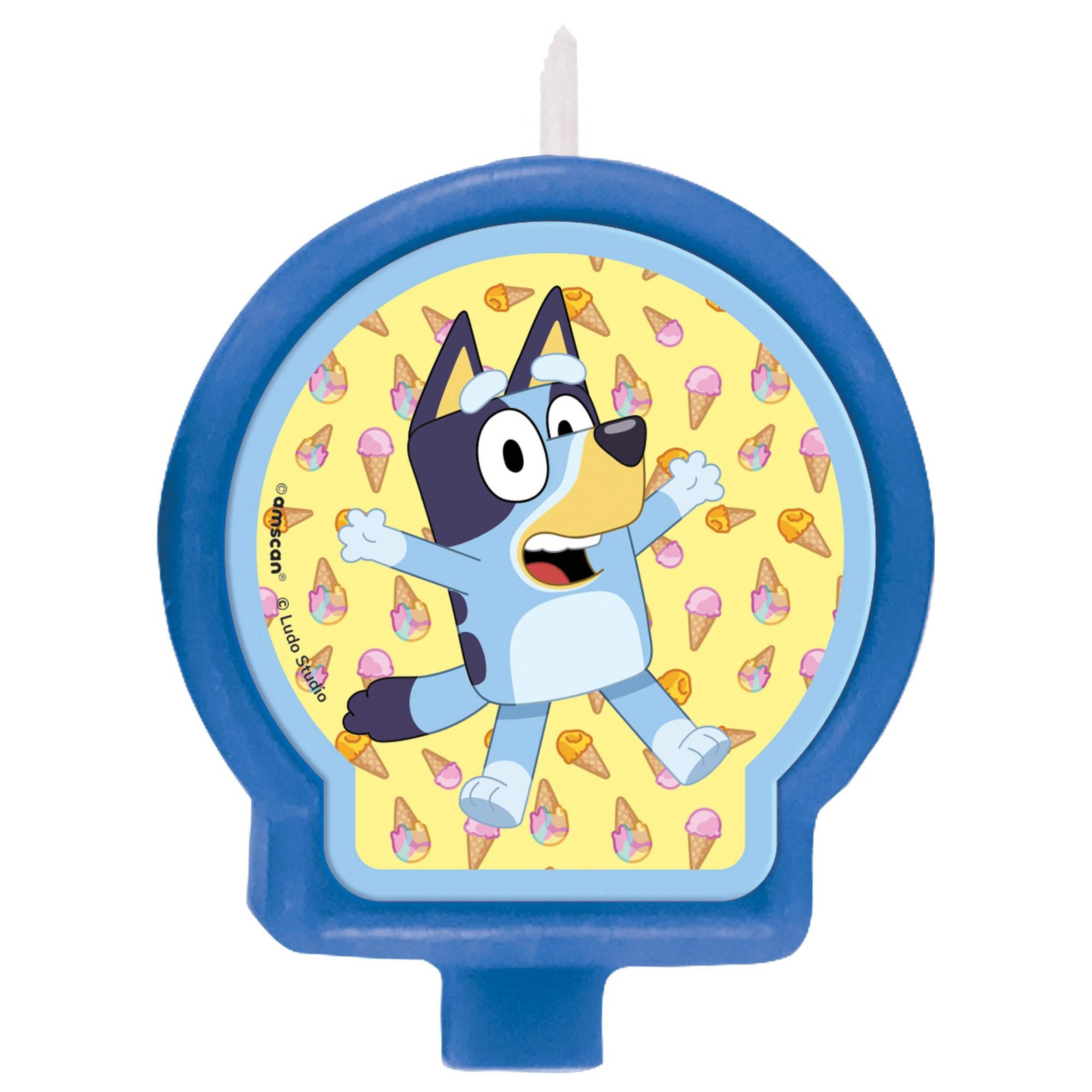 Disney Bluey Wax Candle, Blue/Yellow, 2.5-in, for Birthday Party Front_Flat
