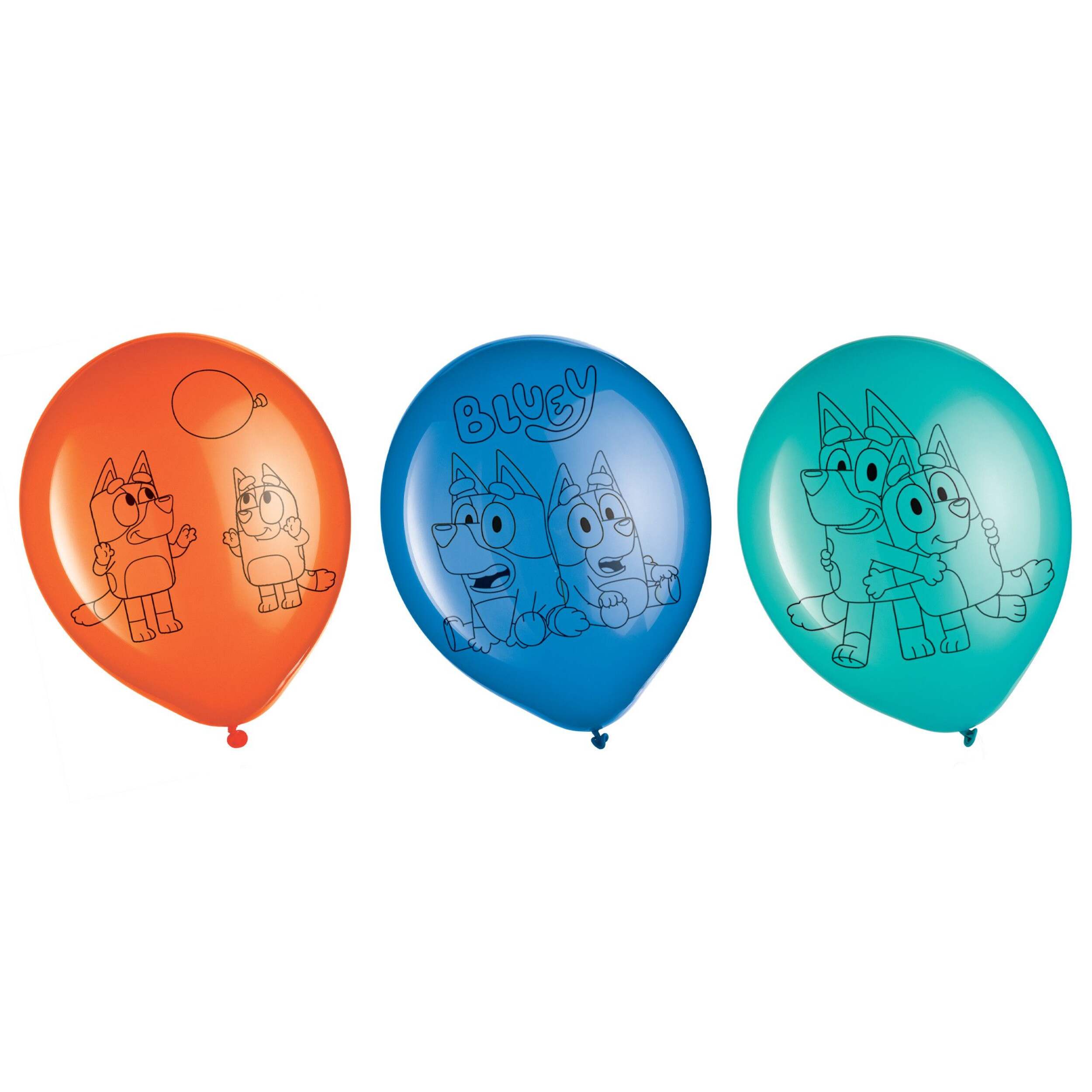 Disney Bluey Round Latex Balloons, Orange/Blue, 12-in, 6-pk, for Birthday Party Front_Flat