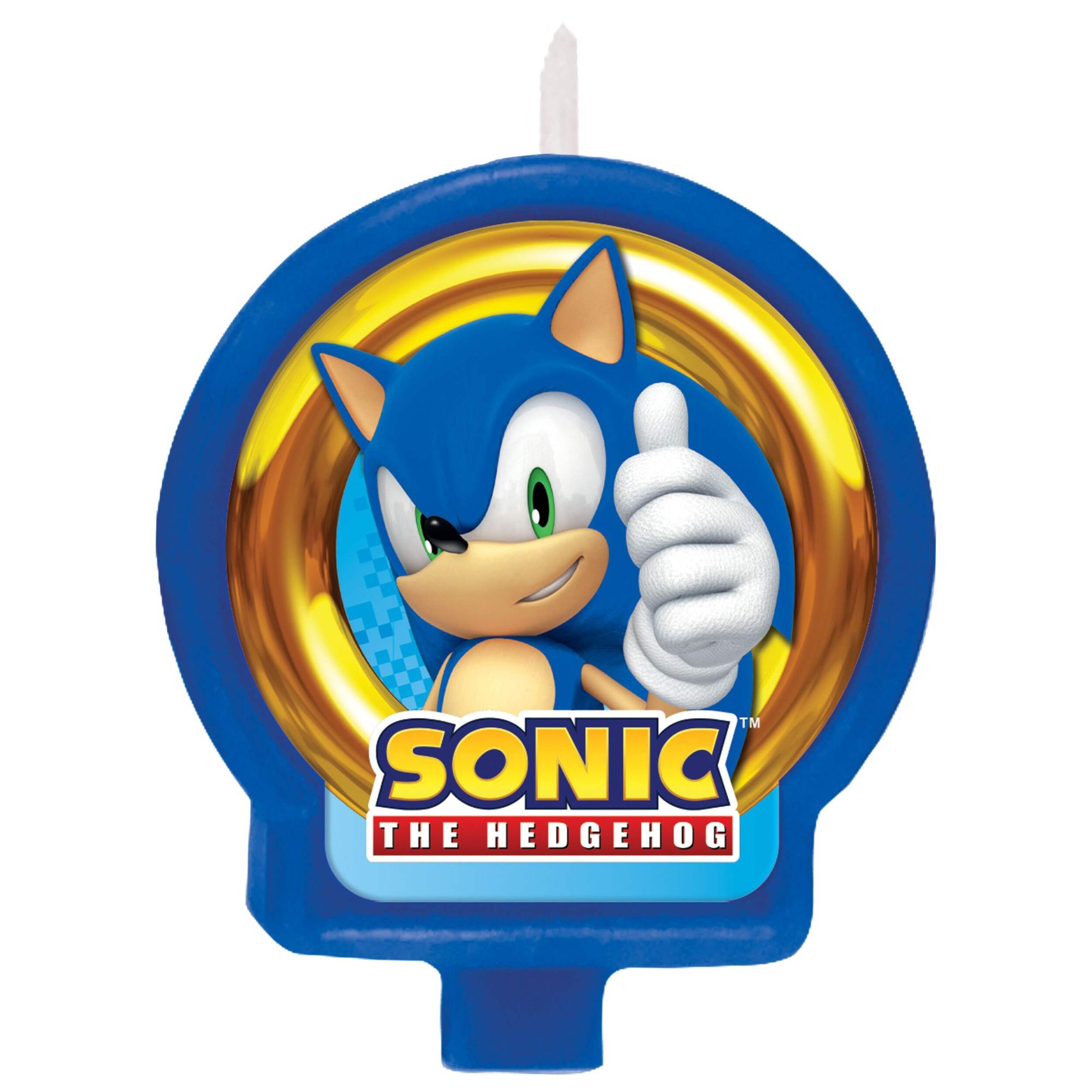 Sonic the Hedgehog Wax Candle, Blue, 2.4-in, for Birthday Party Front_Flat