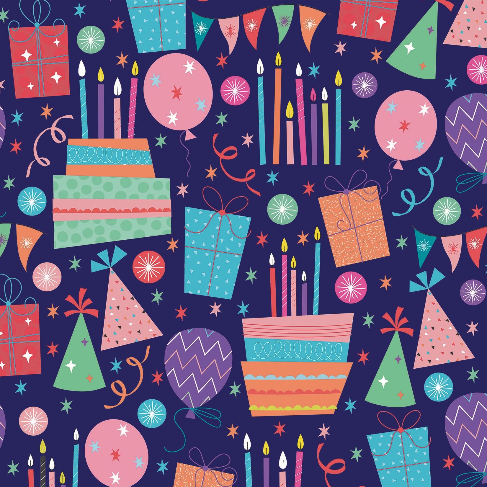 Birthday Blue Cakes/Balloons Paper Giftwrap, 40-sqft | Party City