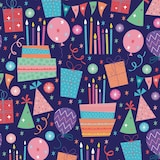 Gift Wrapping Paper, Blue/Pink, Birthday Candles, 16-ft, for Birthday Party Front_Flat
