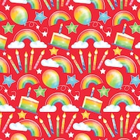 Gift Wrapping Paper, Multi-Coloured, Rainbow, 16-ft, for Birthday Party Front_Flat