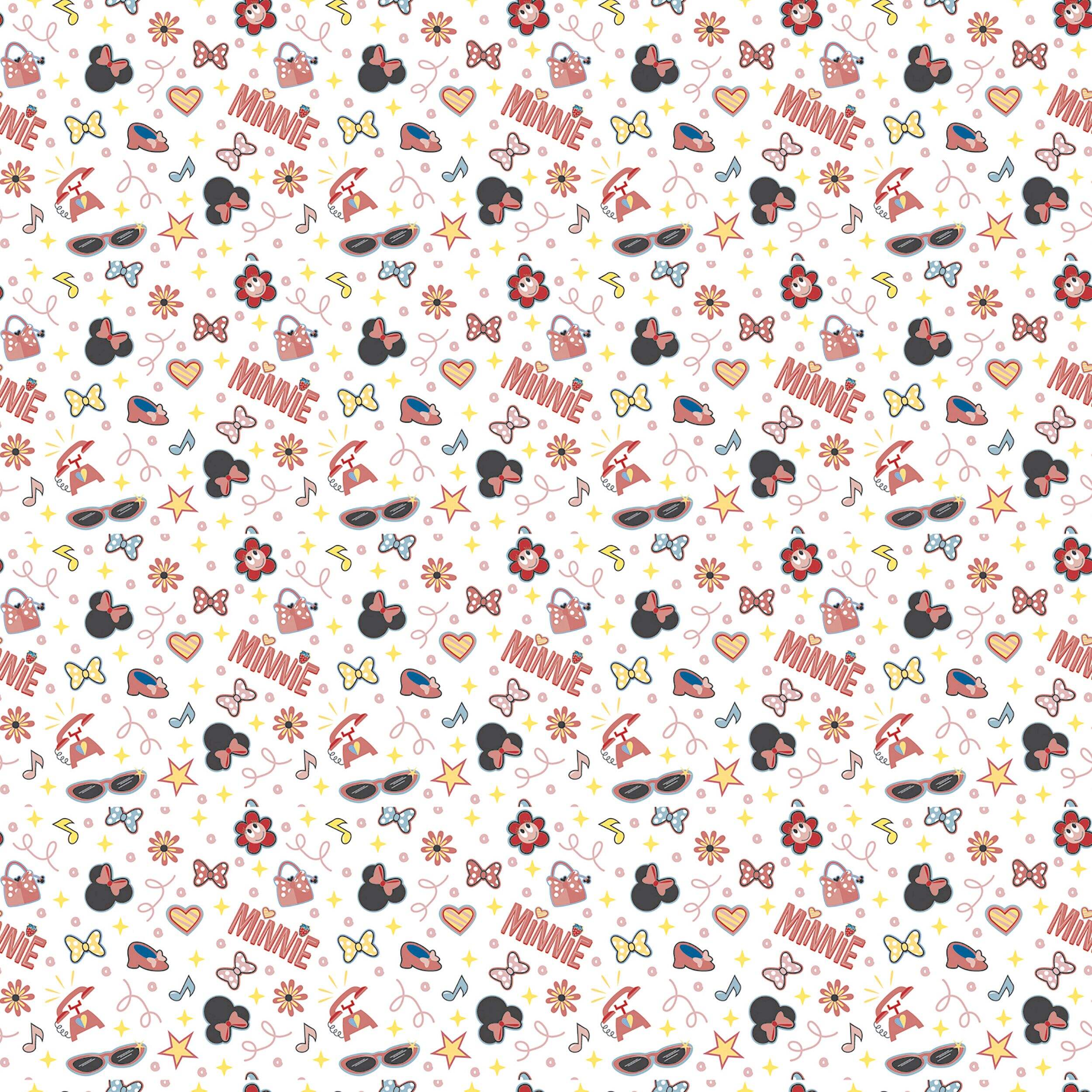 Disney Minnie Mouse Gift Wrapping Paper, White/Pink, 5-ft, for Birthday Party CloseUp