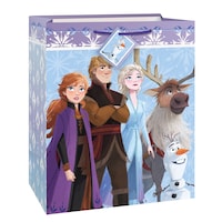 Disney Frozen Elsa/Anna/Olaf Paper Gift Bag, Blue/Purple, 10.5-in, for Birthday Party