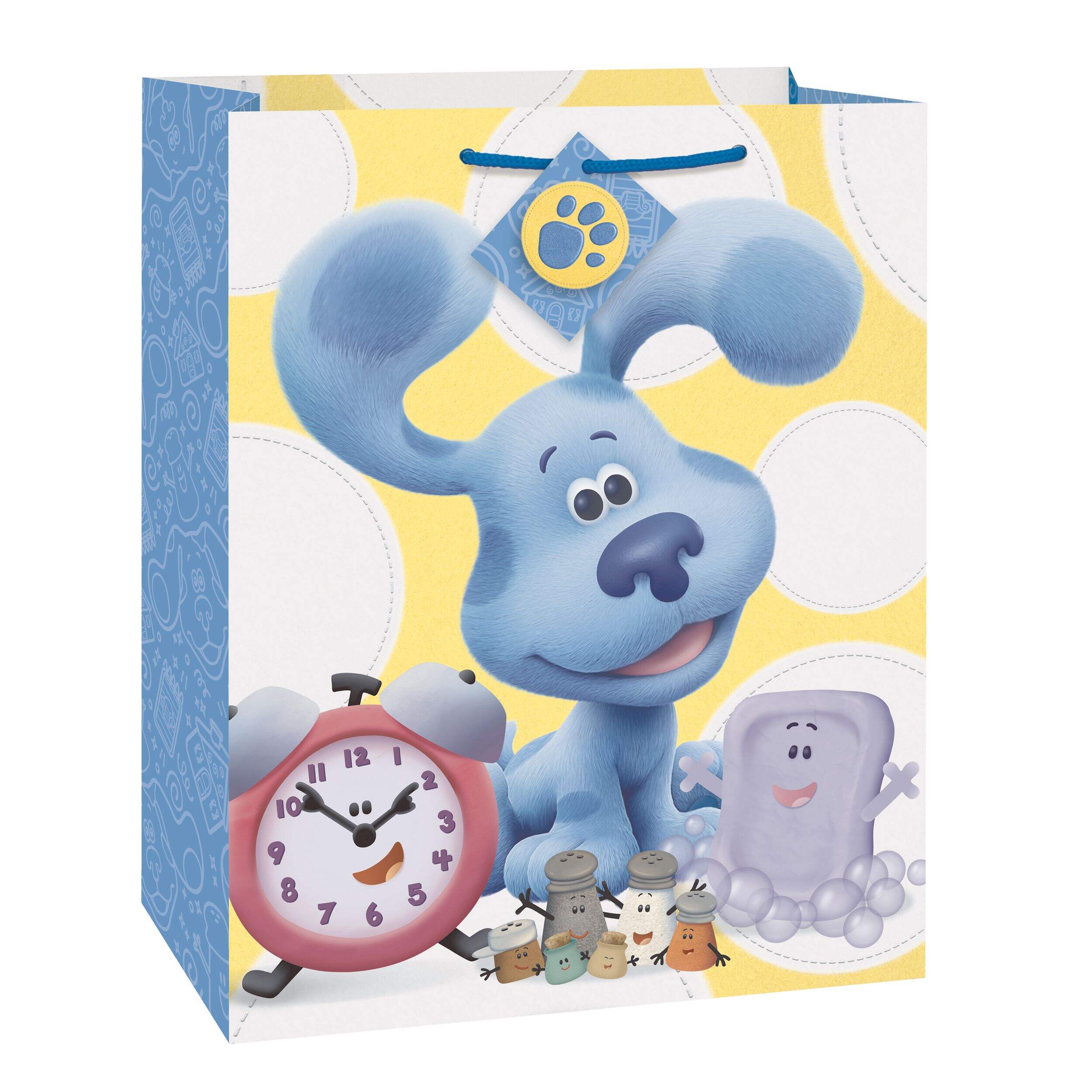 Nickelodeon Blue's Clues Paper Gift Bag, Blue/Yellow, 13-in, for Birthday Party Front_Angled_Right