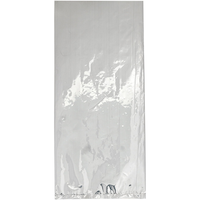 Rectangle Metallic Party Treat Bags, Silver, 9.5-in, 25-pk, for Birthday Party Overhead_Flat