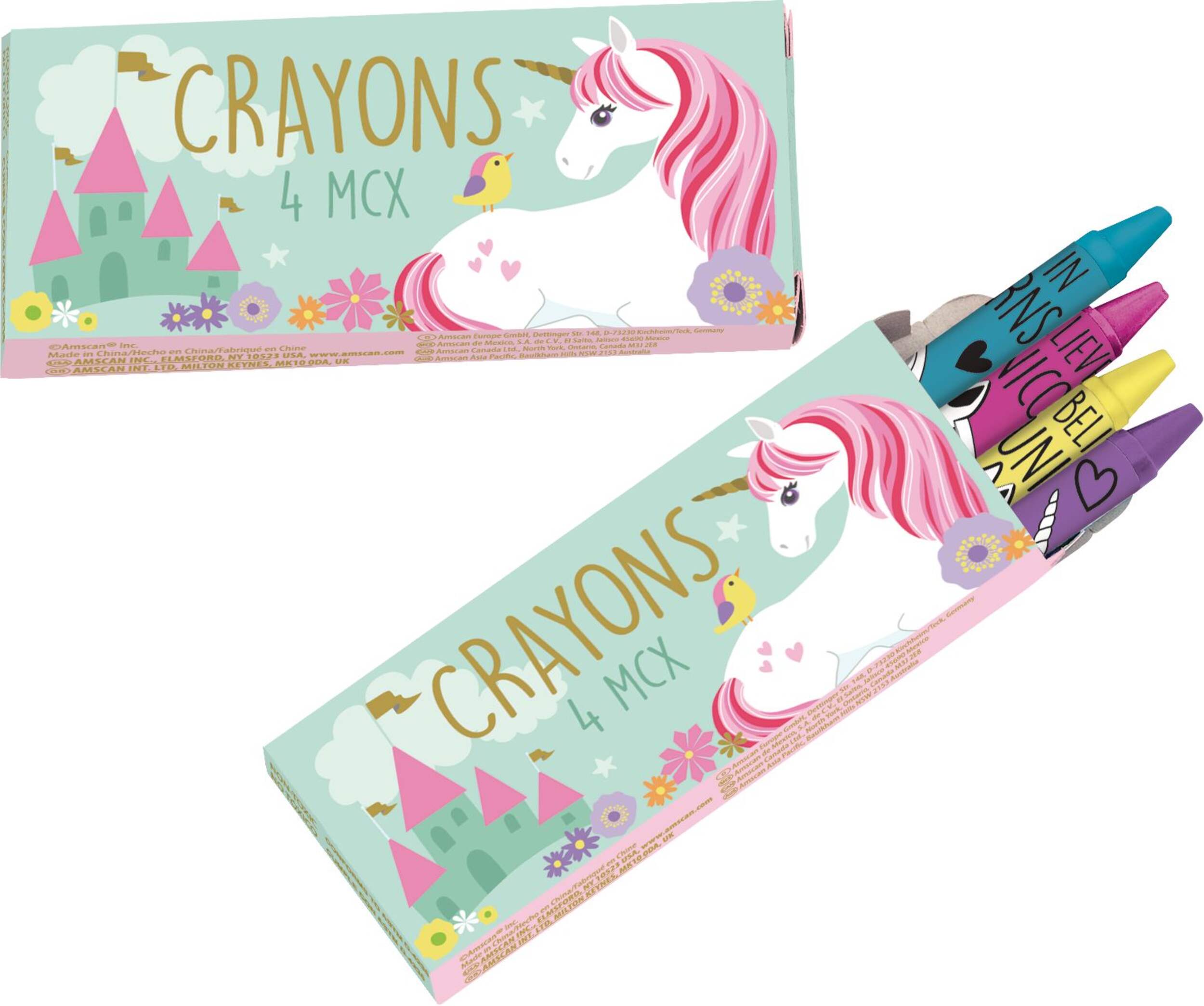 Magical Unicorn Crayons - perfect Birthday Party Favours, 12-pk Overhead_Flat
