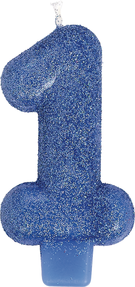 Glitter Number 1 Birthday Candle, Royal Blue | Party City