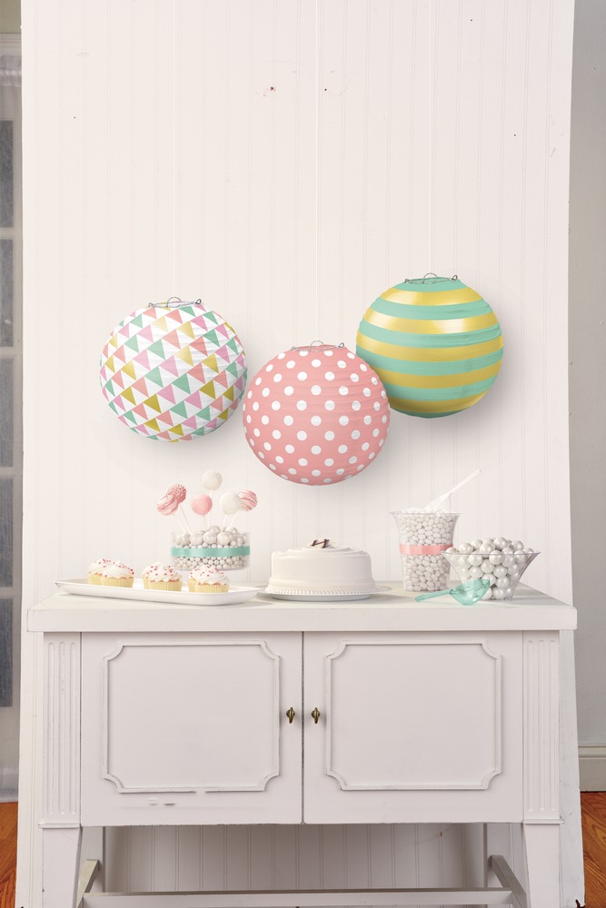 Pastel & Gold Paper Lanterns Party City