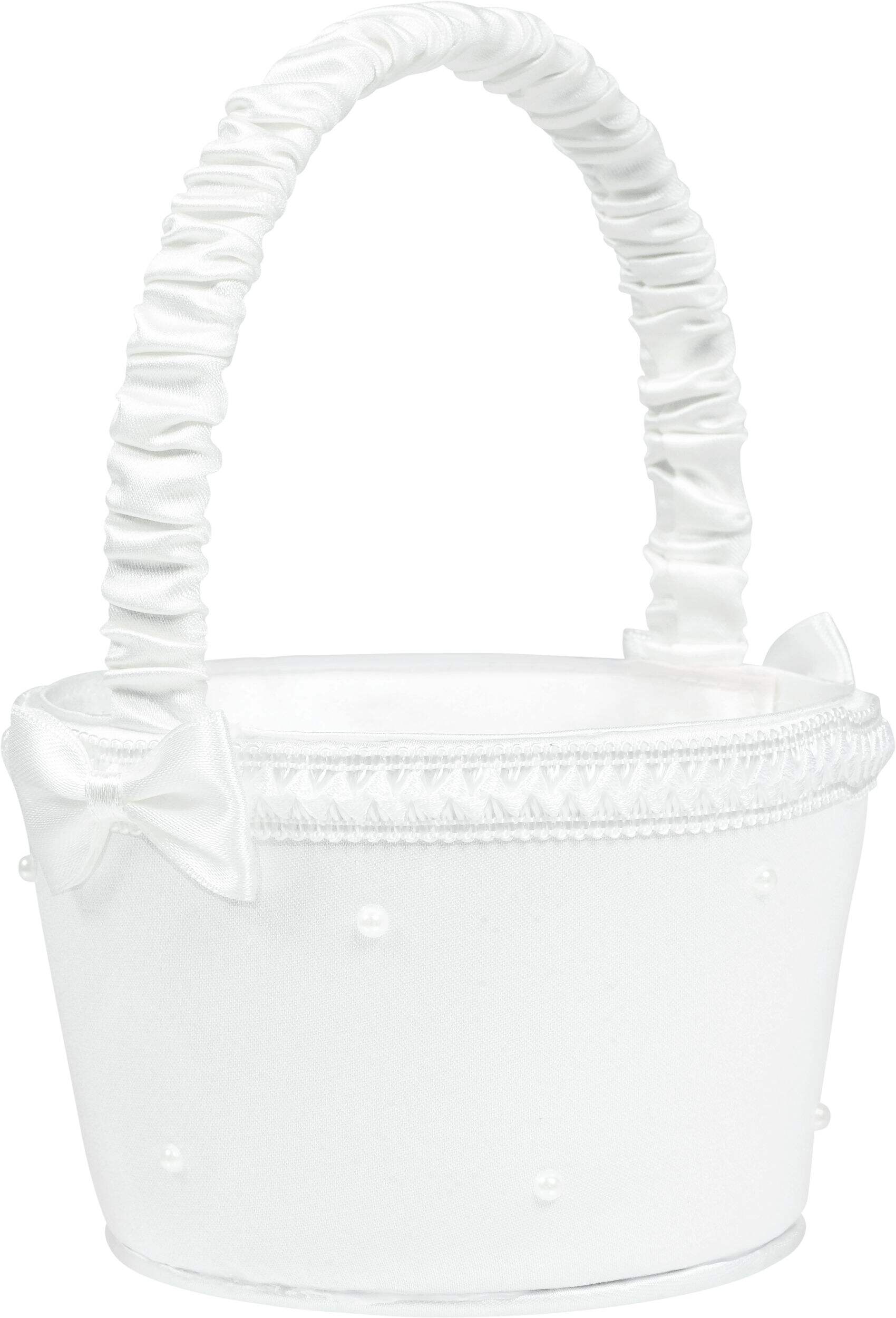Pearl Flower Girl Basket, White, One Size, for Wedding Front_Elevated