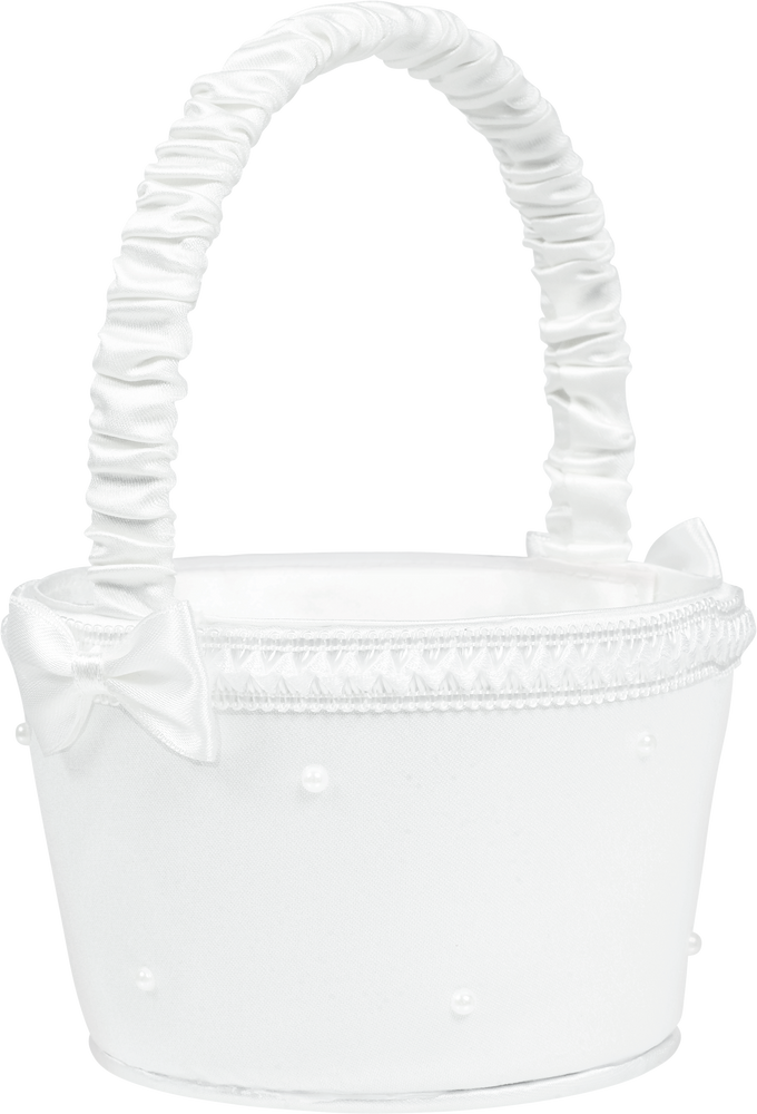 White Pearl Flower Girl Basket | Party City