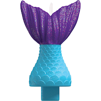Glitter Mermaid Tail Birthday Candle, Purple/Blue Front_Flat