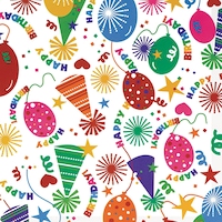 Gift Wrapping Paper, Multi-Coloured, Balloons, 16-ft, for Birthday Party Front_Flat