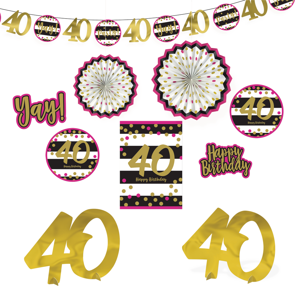 Pink & Gold 40th Birthday Room Decorating Kit, 10-pc | Canadian Tire