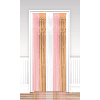Rideau de porte à franges métallique, rose doré et rose Front_Flat
