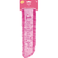 1st Birthday Lace Trim Sash, Assorted Colours, One Size, Wearable Accessory for Birthdays Front_Flat