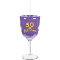 50 & Fabulous Wine Tumbler with Straw Front_Flat