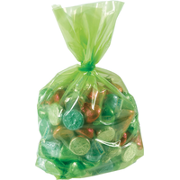 Cello Transparent Bags, Green, 9.5-in, 25-pk, for Birthday Party Front_Angled_Right