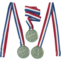 "Winner" Award Medals, Gold/Red/Blue, 24-in, 12-pk, Wearable Accessory Favours for Sports/Halloween Composite_or_Mixed