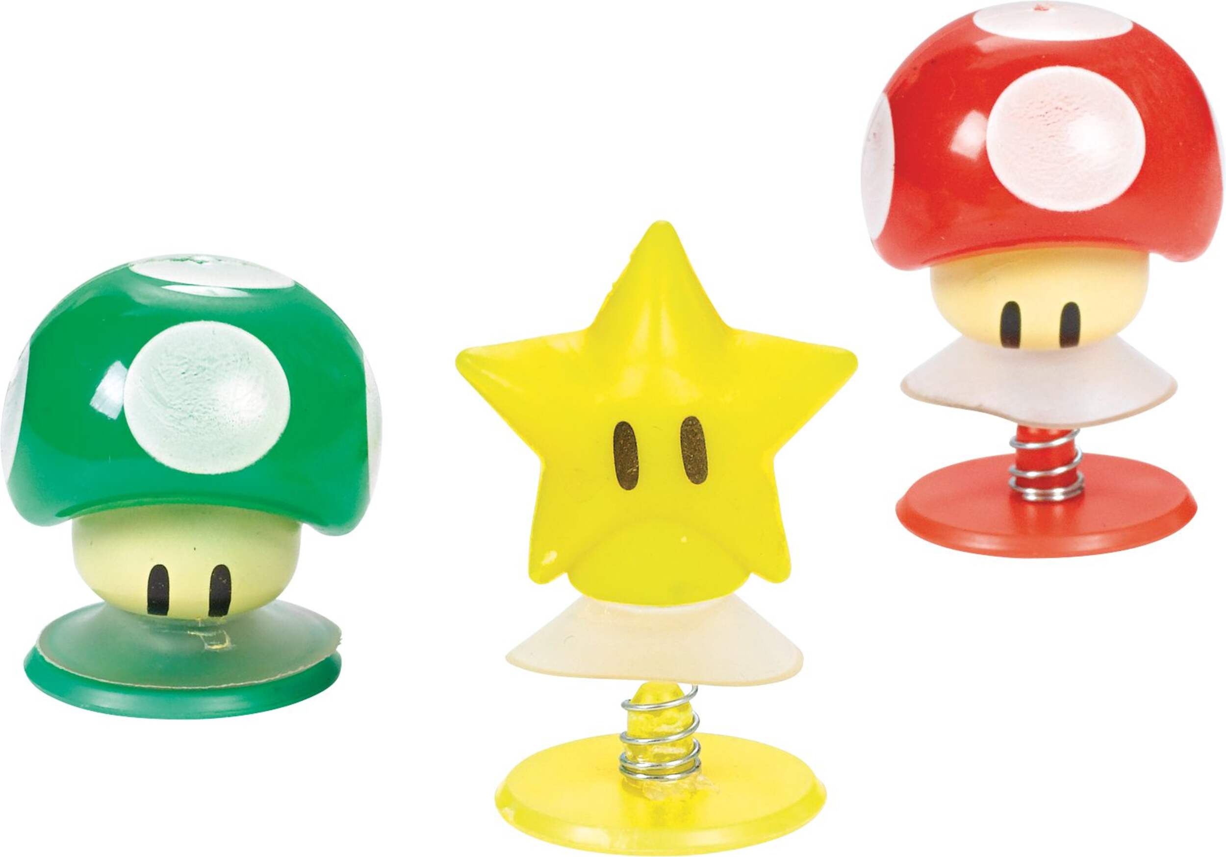 Nintendo Super Mario Bros Spring-Loaded Pop-Up Toys, Red/Yellow/Green, 6-pk, for Birthday/Party Favour Front_Flat